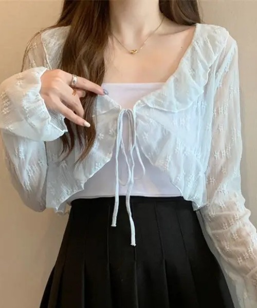 BLUMARINE 花柄　長袖　カーディガン　ピンク　フリル　シルクフリル BLUMARINE 花柄 長袖 カーディガン ピンク フリル シルクフリル