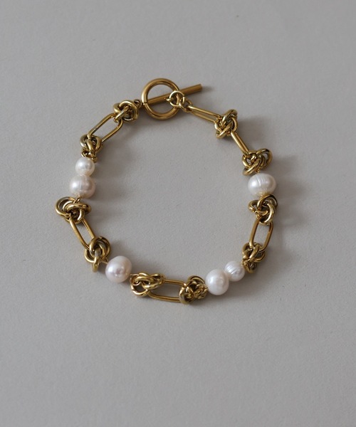 №90 淡水パール チェーンブレスレット サージカルステンレス316◎K18GP 金アレ対応】パールチェーンブレスレット | mikka