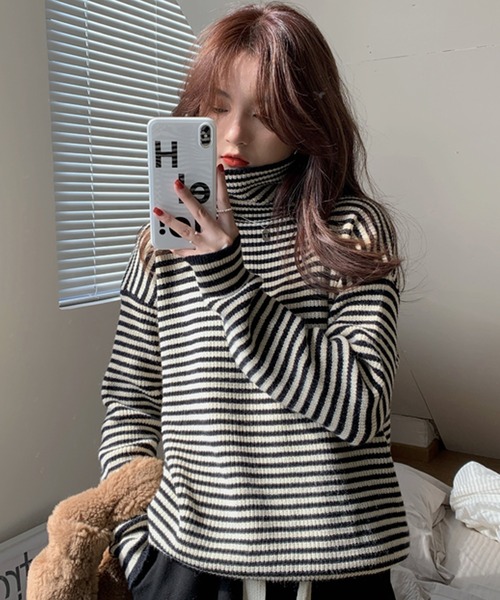 「Girly Doll」 タートルネックニット FREE グレー レディース_画像9