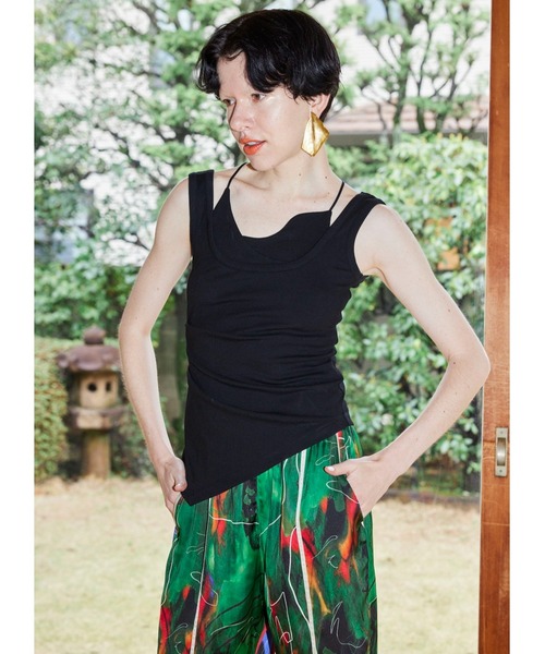 OMMO ノースリーブ　トップス　新品　未使用　フリーサイズ OMMO（オーエムエムオー） タンクトップ ノースリーブ LAYERED RIB