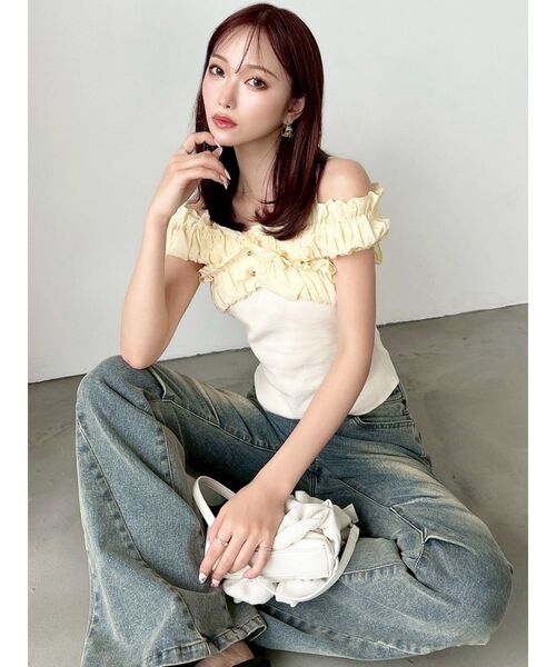 RESEXXY tシャツ ボリュームフリルドッキングカットトップス