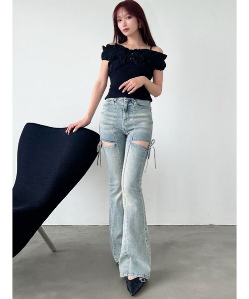 tシャツ ボリュームフリルドッキングカットトップス レディース RESEXXY tシャツ ボリュームフリルドッキングカットトップス