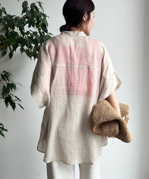 DouDou ブラウス シャツ リネンビッグシャツ レディース