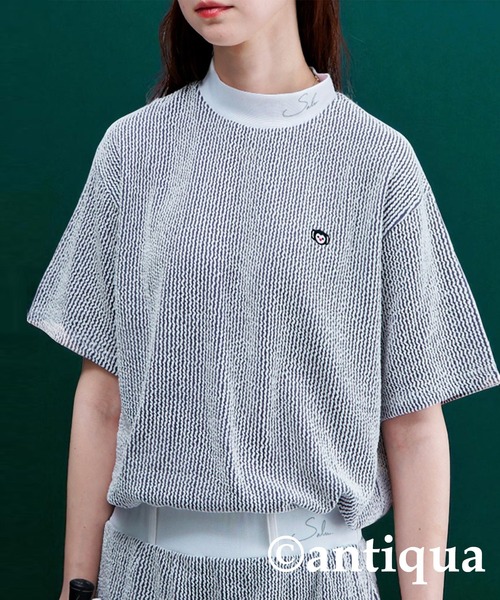 antiqua（アンティカ） tシャツ ストライプロゴトップス レディース