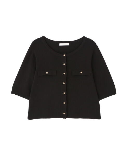 H beauty&youthスカラップ半袖カーディガン　ブラック BEAUTY＆YOUTH UNITED ARROWS 未使用 H BEAUTY&YOUTH エイチ
