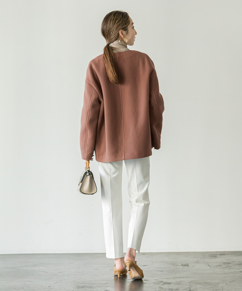 NOBLE（ノーブル） ノーカラーコート 36 ウッド レディース : ZOZOTOWN