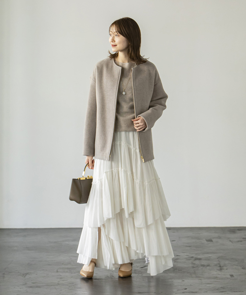 NOBLE（ノーブル） ノーカラーコート 36 ウッド レディース : ZOZOTOWN