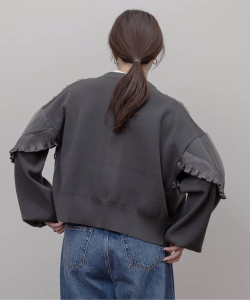Eimee Law ブルゾン アウター シャーリングフリルニットブルゾン