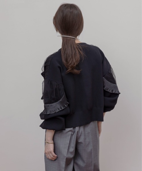 Eimee Law ブルゾン アウター シャーリングフリルニットブルゾン
