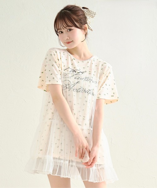 ワンピース 「あかちゃすコラボアイテム」チュールTシャツワンピース