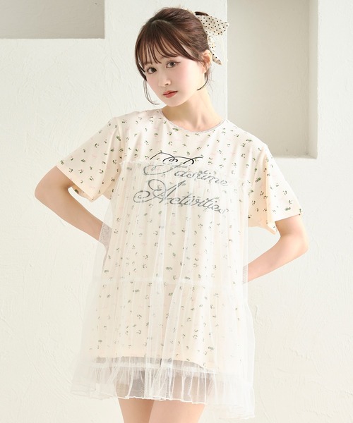 ワンピース 「あかちゃすコラボアイテム」チュールTシャツワンピース