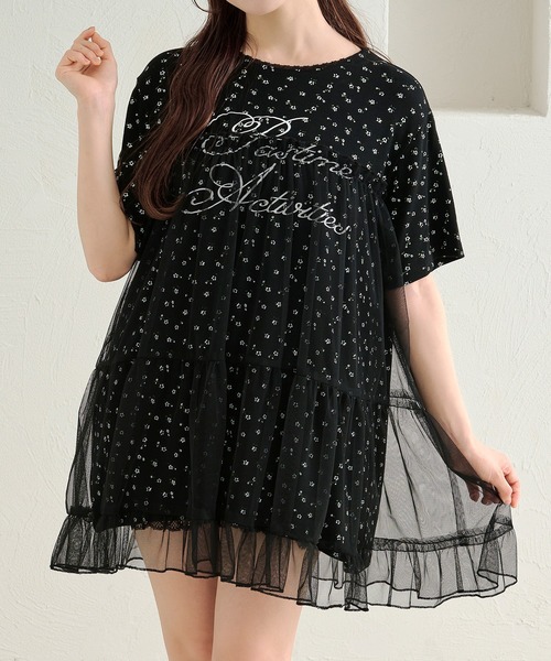 ワンピース 「あかちゃすコラボアイテム」チュールTシャツワンピース
