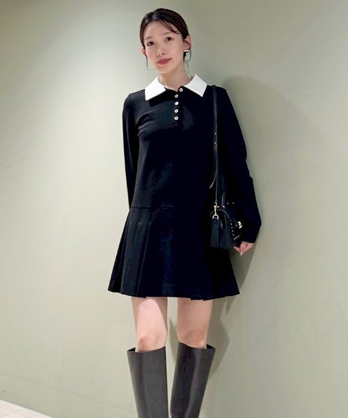 SNIDEL（スナイデル） ワンピース 衿つきプリーツカットミニワンピース