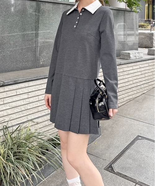 スナイデル SNIDEL 衿つきプリーツカットミニワンピース （GRY  