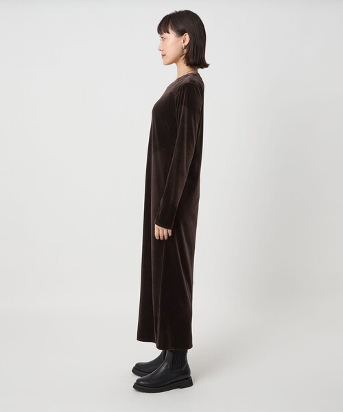 【みにおん】グリーンレーベルリラクシング　ベロアワンピース ダークブラウン green label relaxing（グリーンレーベルリラクシング） ワンピース