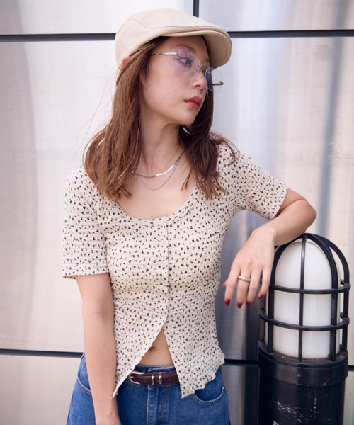 HANNE tシャツ フラワーフロントボタンTEE レディース : ZOZOTOWN