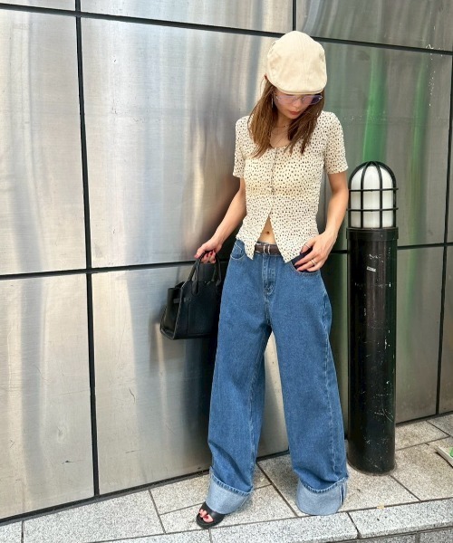 はな出品 HANNE tシャツ フラワーフロントボタンTEE レディース : ZOZOTOWN