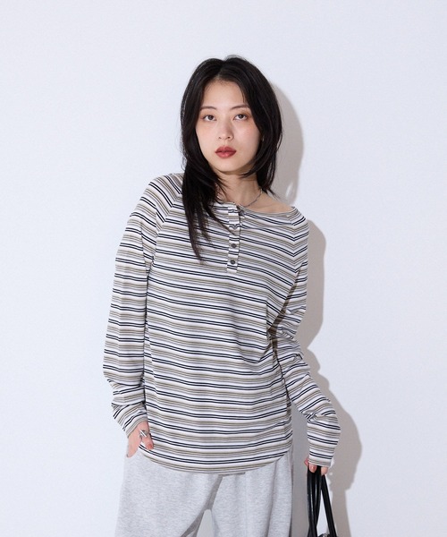 tシャツ マルチボーダーヘンリーLST/589935 レディース | JEANASIS | 07