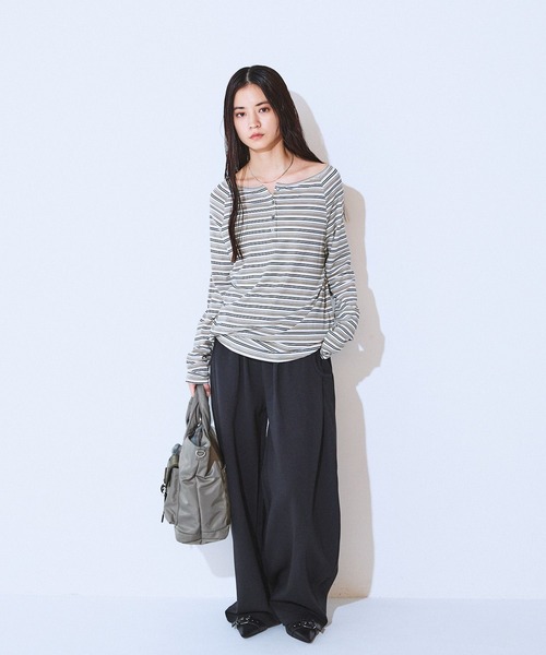 JEANASIS（ジーナシス） tシャツ マルチボーダーヘンリーLST/589935