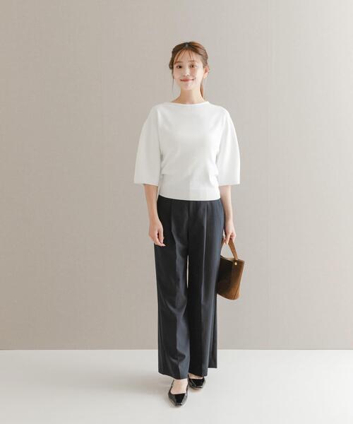 【WHITE】ウォッシャブルホールガーメントニット ホールガーメントケーブルニット