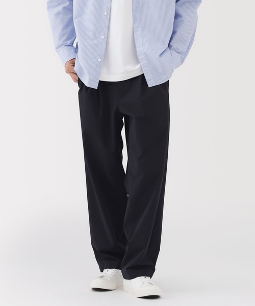 無印良品 乾きやすいイージータックワイドパンツ ダークネイビー L 2枚セット 無印良品（MUJI） ワイドパンツ パンツ 紳士 乾きやすいイージータック