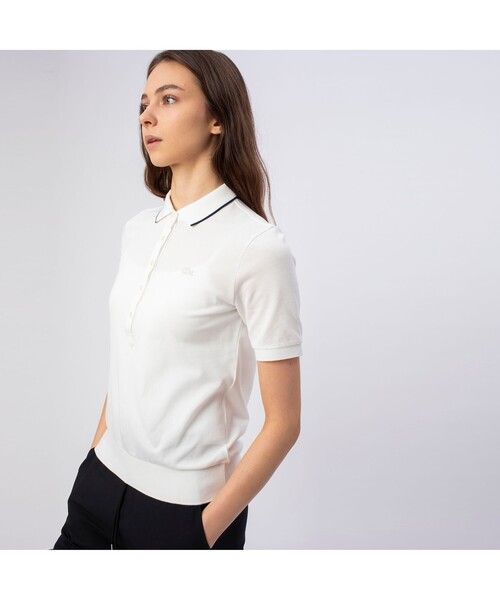 「LACOSTE」 半袖ポロシャツ 36 ネイビー レディース