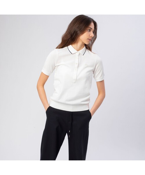 「LACOSTE」 半袖ポロシャツ 36 ネイビー レディース
