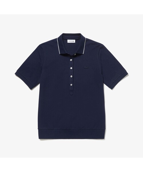 「LACOSTE」 半袖ポロシャツ 36 ネイビー レディース