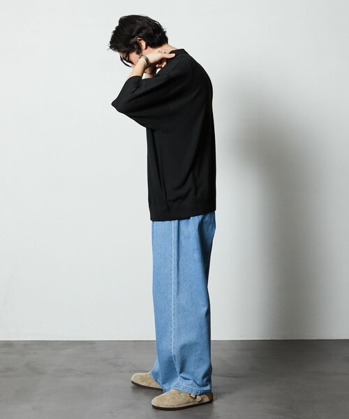 「FREAK'S STORE」 7分袖ポロシャツ MEDIUM ブラック メンズ