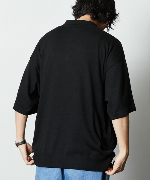 「FREAK'S STORE」 7分袖ポロシャツ MEDIUM ブラック メンズ