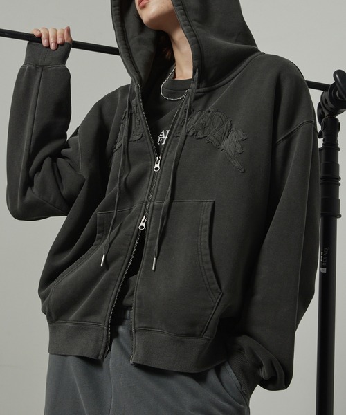 パーカー 「Alfred Alex」Vintage Patch Double Zip Hoodie