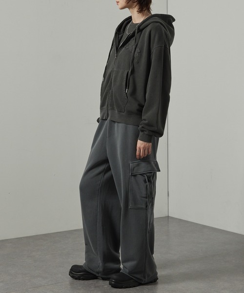 パーカー 「Alfred Alex」ヴィンテージ加工ピグメント パッチロゴ