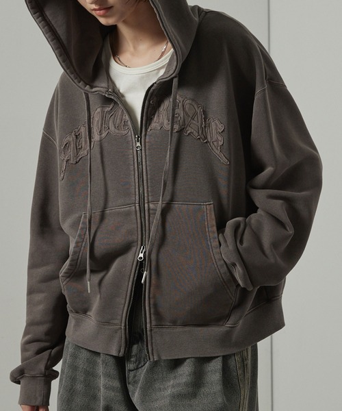 パーカー 「Alfred Alex」ヴィンテージ加工ピグメント パッチロゴ