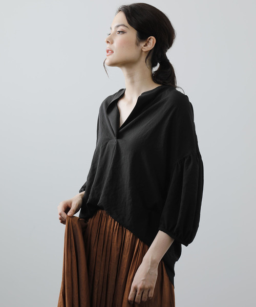 「OUVRAGE CLASSE」 7分袖ブラウス FREE チャコールグレー レディース_画像3