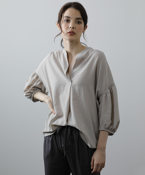 「OUVRAGE CLASSE」 7分袖ブラウス FREE チャコールグレー レディース_画像5
