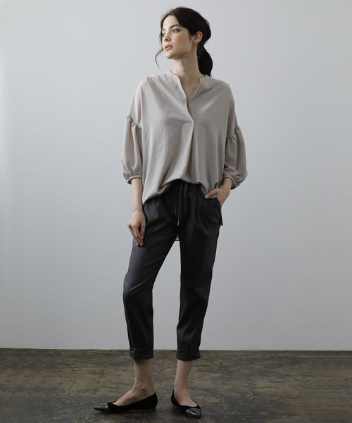 「OUVRAGE CLASSE」 7分袖ブラウス FREE チャコールグレー レディース_画像6