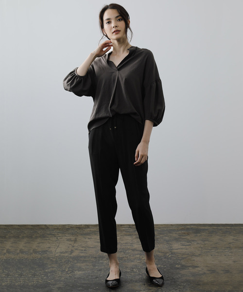 「OUVRAGE CLASSE」 7分袖ブラウス FREE チャコールグレー レディース_画像7