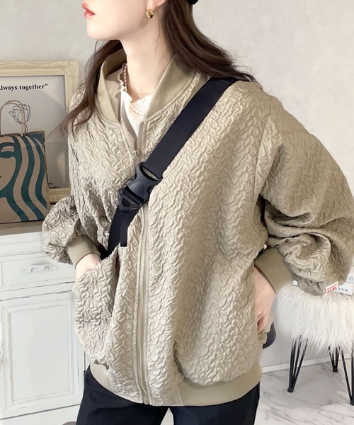 「Java」 ジップアップブルゾン X-LARGE グレイッシュベージュ レディース_画像6