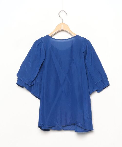 「ZUCCa」 半袖ブラウス M size ブルー レディース_画像2