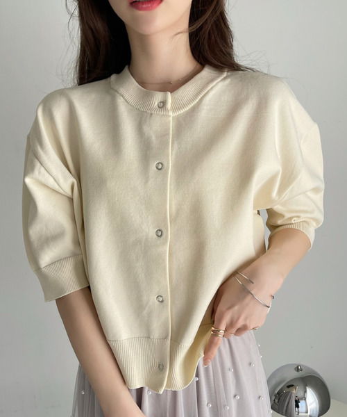 「Eclat one」 半袖ニット FREE アイボリー レディース_画像2