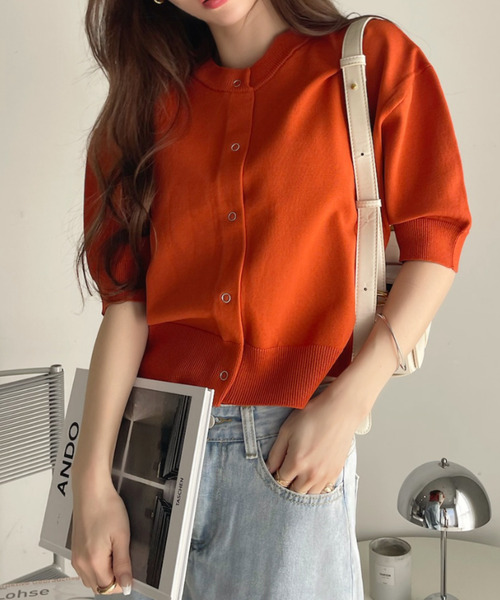 「Eclat one」 半袖ニット FREE アイボリー レディース_画像8