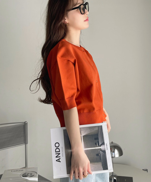 「Eclat one」 半袖ニット FREE アイボリー レディース_画像9