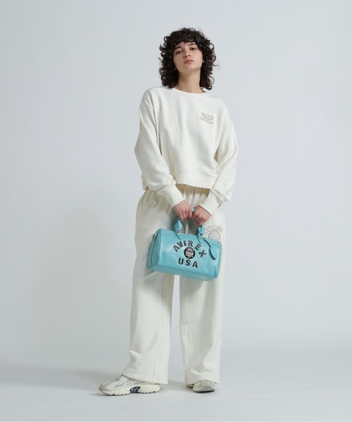 AVIREX 水色 バーシティー レザー ミニ ボストンバッグ AVIREX（アヴィレックス） ボストンバッグ VARSITY LEATHER MINI