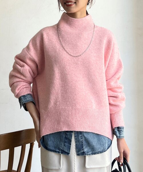 Chez toi（シェトワ） ニット セーター BACKスリットハイネックニット