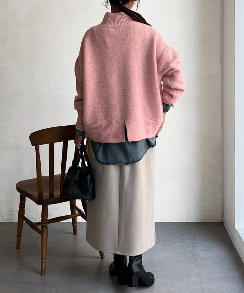 Chez toi（シェトワ） ニット セーター BACKスリットハイネックニット