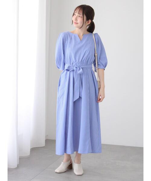 「Te chichi TERRASSE」 半袖ワンピース F ネイビー レディース_画像3