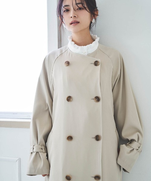 「mil」 トレンチコート X-SMALL グレイッシュベージュ レディース_画像3