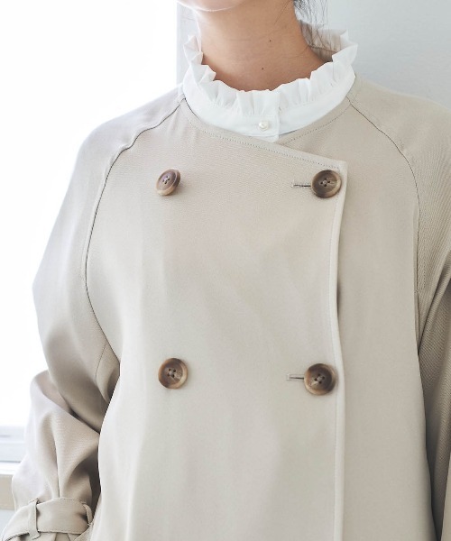 「mil」 トレンチコート X-SMALL グレイッシュベージュ レディース_画像4