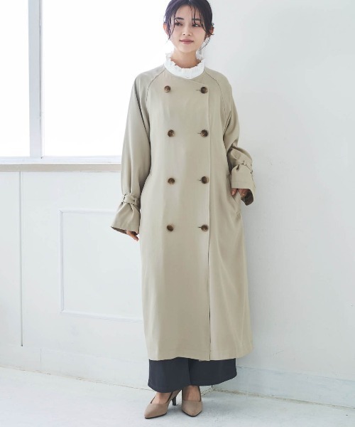 「mil」 トレンチコート X-SMALL グレイッシュベージュ レディース_画像8
