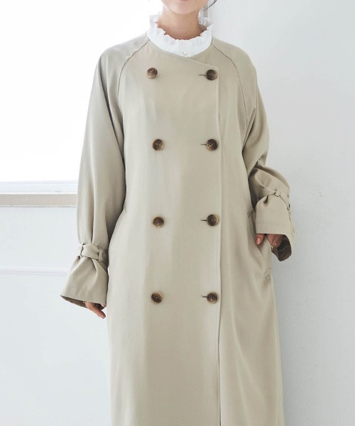 「mil」 トレンチコート X-SMALL グレイッシュベージュ レディース_画像9